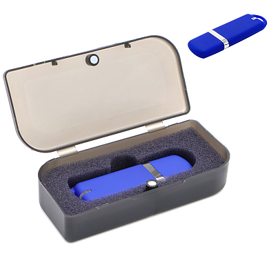 Флешка Shape с покрытием Софт Тач в футляре  (Синий)