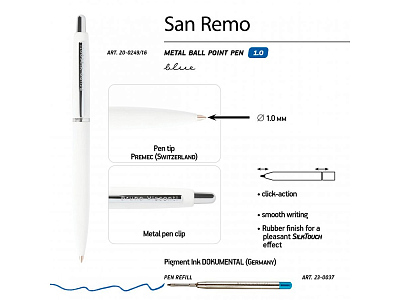 Ручка металлическая шариковая San Remo, софт тач