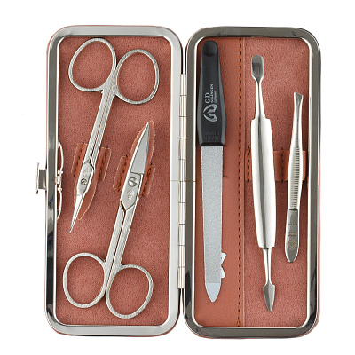 Маникюрный набор GD, 5 пр. Футляр: искусственная кожа, цвет терракотовый