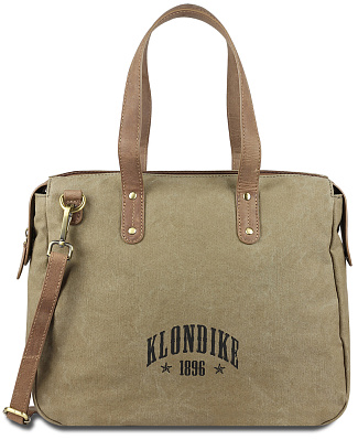 Сумка KLONDIKE DAWSON «Payton», хлопок/натуральная кожа в цвете хаки, 35,5 x 31 x 11 см (Зеленый)