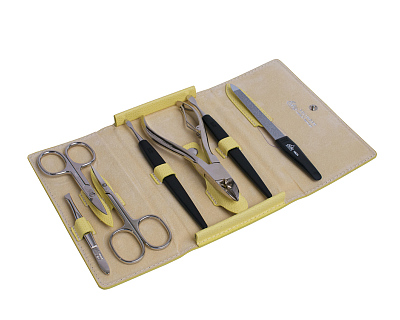 Маникюрный набор Erbe, 7пр. Футляр: натур.кожа, цвет желтый