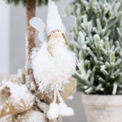 Новогоднее украшение рождественский ангел Беатриче  (Белый)