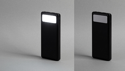 Зарядное устройство "Lumos" 10000 mAh с фонариком, черный, черный