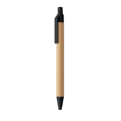 Push button ball pen in bamboo (Чёрный)