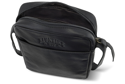 Сумка через плечо KLONDIKE RUSH «Faye», натуральная кожа в черном цвете, 18 х 21 х 4,5 см