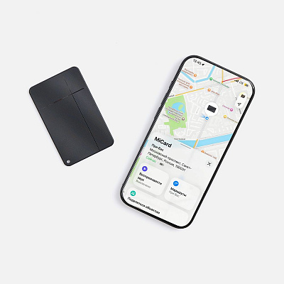 Электронная визитка-трекер MiCard Pro Duo для iPhone, черная (Чёрный)