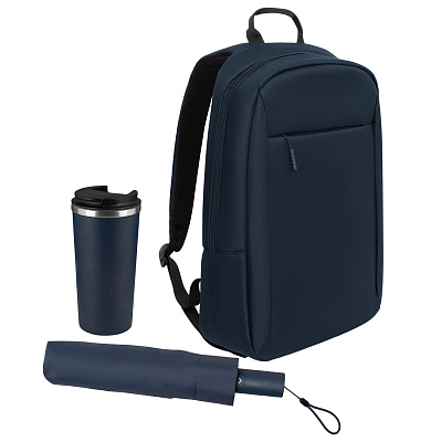Подарочный набор Sirius  (зонт, термокружка, рюкзак) (Синий)