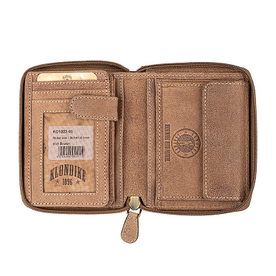 Бумажник KLONDIKE «Wayne Bike», натуральная кожа в светло-коричневом цвете, 10,5 х 12,5 х 2,5 см