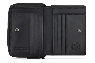 Кошелек женский BUGATTI Elea, бежево-черный цвет, жаккард/воловья кожа/полиэстер, 10х2,5х12 см