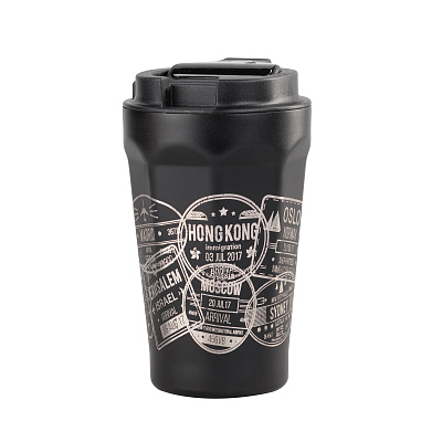 Термостакан "Legend_Вояж" 390 мл с индикацией температуры, покрытие пудра, черный (Чёрный)