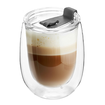 Стакан стеклянный Mango To Go, белый/чёрный (Белый/ черный)