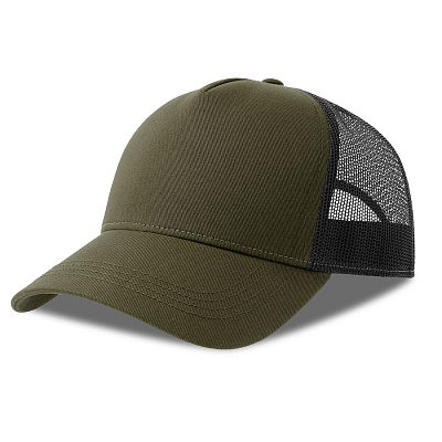 Бейсболка RAPPER COTTON-S, 5 клиньев, пластиковая застёжка (Оливковый, черный)