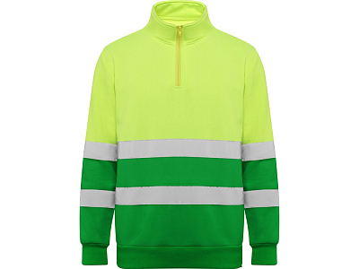 Свитшот ворот на молнии Spica, мужской (Садовый зеленый/неоновый желтый)