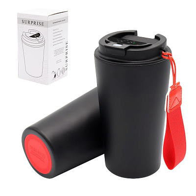 Термокружка Surprise To Go с индикатором, чёрная/красная (Черный/красный)
