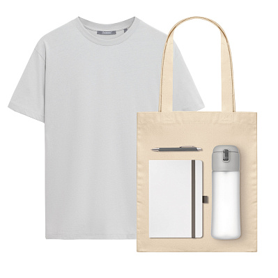 Набор с одеждой KRIS (футболка, бутылка, ежедневник, ручка, шоппер), белый, S (Чёрный)