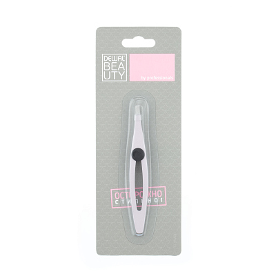 Пинцет Dewal Beauty косметический с силиконовой вставкой, скошенный, 9,5 см