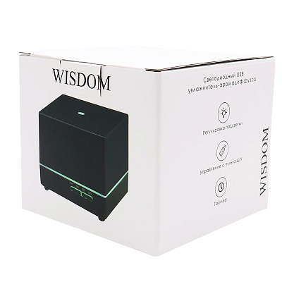 Светодиодный увлажнитель Wisdom с подсветкой гравировки, черный