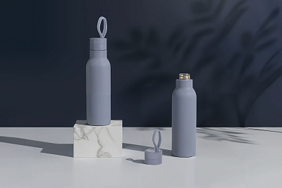 Бутылка для воды "Фитнес" 700 мл, покрытие soft touch, серый