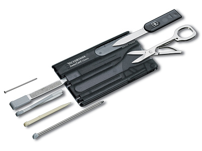 Швейцарская карточка SwissCard Classic, 10 функций (Полупрозрачный черный)