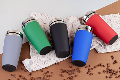 Термостакан "Эльбрус", покрытие soft touch, зеленый