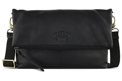 Сумка женская KLONDIKE RUSH «Jessica», натуральная кожа в черном цвете, 30 х 20/33 х 4,5 см (Черный)