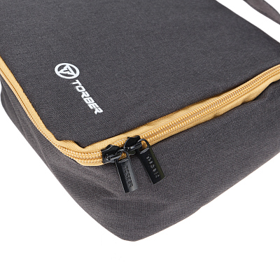 Несессер TORBER, дорожный, чёрный/бежевый, полиэстер 300D, 20 х 18 х 8 см