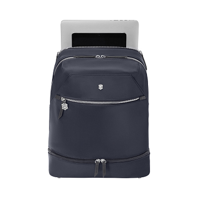 Рюкзак VICTORINOX Victoria Signature Deluxe Backpack, синий, нейлон/кожа, 32x18x39 см