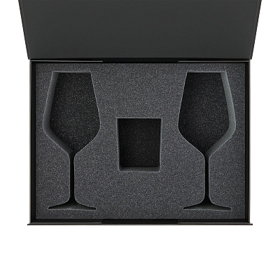 Ложемент под свечу Enigma + 2 бокала для вина в среднюю коробку-трансформер (арт. 695721) (Серый)