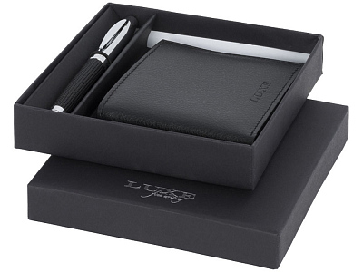 Подарочный набор: ручка шариковая, портмоне (Чёрный)