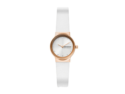 Часы наручные, женские (Корпус- розовое золото, циферблат- стальной, крепление- белый)