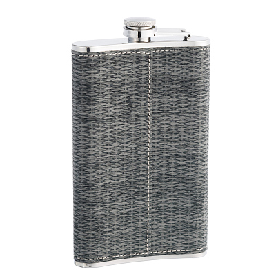 Фляга S.Quire 0,27 л, сталь+искусственная кожа, серая