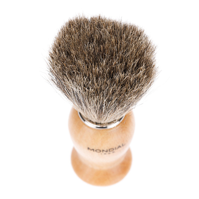 Помазок для бритья Mondial, дерево, ворс барсука, рукоять - цвет - светлое дерево