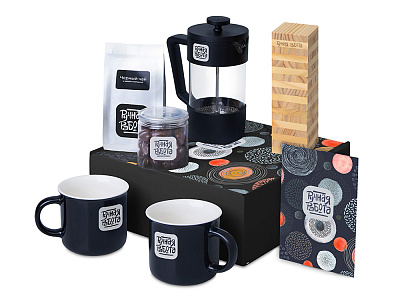 Подарочный набор Re:y. Together  с френчпрессом, кружками и дженгой (Чёрный)