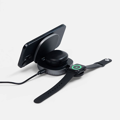 Складная станция беспроводной зарядки flowPad, серая (Серый)