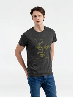 Футболка приталенная Old Patents. Coffee Mill, черный меланж (Чёрный)