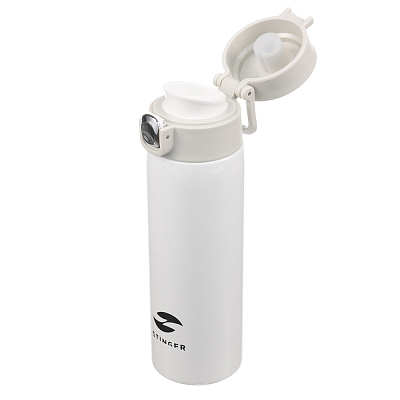 Термокружка Stinger, 0,42 л, сталь/пластик/силикон, белый, 6,5 x 7,5 x 21,9 см