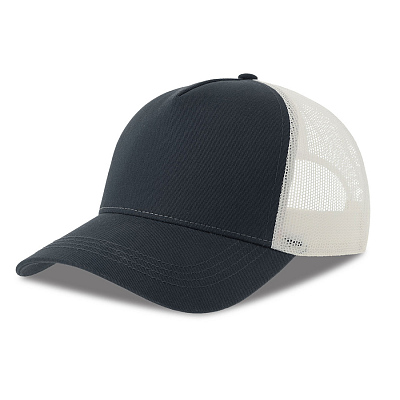 Бейсболка RAPPER COTTON-S, 5 клиньев, пластиковая застёжка (Темно-синий, белый)