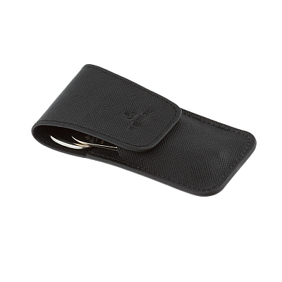 Маникюрный набор DEWAL, 3пр. Футляр: натуральная кожа, цвет черный