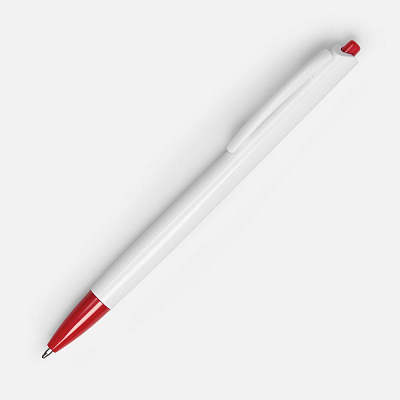 Ручка шариковая Tick, белая с красным (Красный)