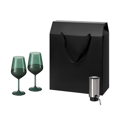 Подарочный набор Emerald, Dante (2 бокала + аэратор для вина) (Зеленый, серебряный)