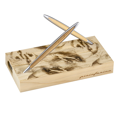 Набор из двух ручек Pininfarina Cambiano BOX CEDARWOOD (Бежевый; серебряный)