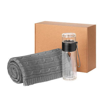 Подарочный набор Terso, Fado  (плед, термобутылка) (Серый)