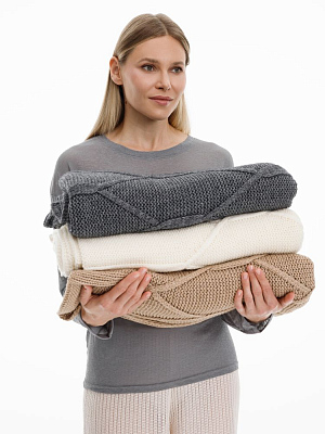 Плед Curve Verve, бежевый меланж