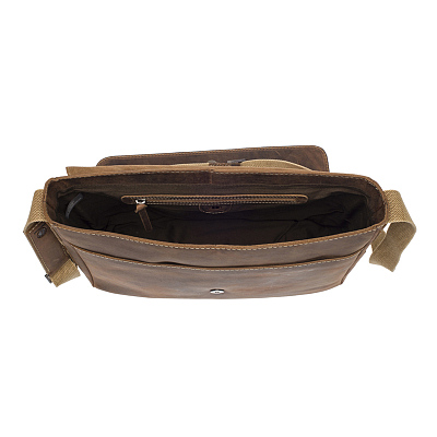 Сумка KLONDIKE Native, натуральная кожа в коричневом цвете, 39 х 10 х 31 см