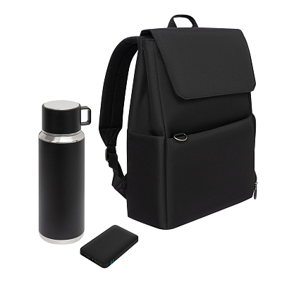 Подарочный набор Marco, черный (термос, ЗУ, рюкзак) (Чёрный)