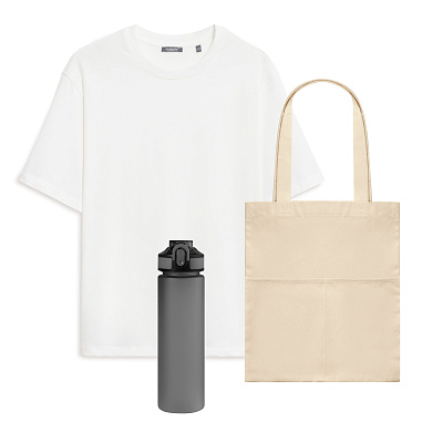 Набор с одеждой Раст (RUST) (футболка, бутылка, шоппер), белый/серый, XL/2XL (Белый, серый)