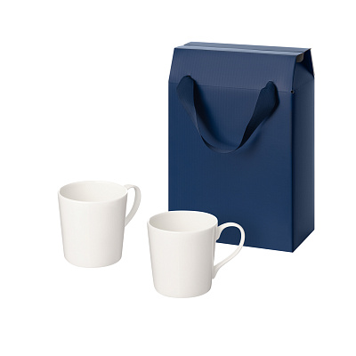 Подарочный набор Siena в коробке-пакете (две фарфоровых кружки) (Синий, белый)
