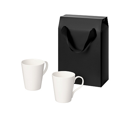 Подарочный набор Vesta в коробке-пакете (две фарфоровых кружки) (Черный, белый)
