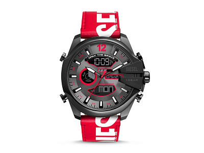 Часы наручные, мужские (Красный, серый)