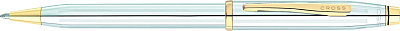 Шариковая ручка Cross Century II. Цвет - серебристый с золотистой отделкой. (Серебристый)